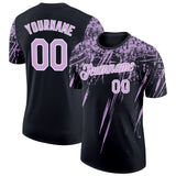 Custom Black Light Purple-White Distressed Scratch Brush Stroke Performance T-Shirt