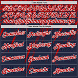 Custom Navy Red-White Distressed Scratch Brush Stroke Performance T-Shirt