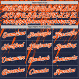 Custom Navy Orange-White Distressed Scratch Brush Stroke Performance T-Shirt