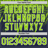 Custom Navy Neon Green-White Distressed Scratch Brush Stroke Performance T-Shirt