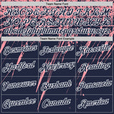 Custom Navy Medium Pink-White Distressed Scratch Brush Stroke Performance T-Shirt