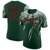 Custom Green White-Red Distressed Scratch Brush Stroke Performance T-Shirt