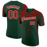 Custom Green Red-White Distressed Scratch Brush Stroke Performance T-Shirt