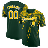 Custom Green Yellow-White Distressed Scratch Brush Stroke Performance T-Shirt