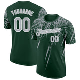 Custom Green Gray-White Distressed Scratch Brush Stroke Performance T-Shirt