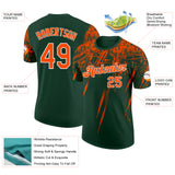 Custom Green Orange-White Distressed Scratch Brush Stroke Performance T-Shirt