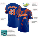 Custom Royal Orange-White Distressed Scratch Brush Stroke Performance T-Shirt