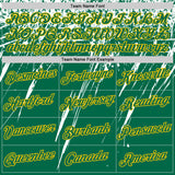 Custom Kelly Green White-Yellow Distressed Scratch Brush Stroke Performance T-Shirt