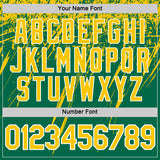 Custom Kelly Green Yellow-White Distressed Scratch Brush Stroke Performance T-Shirt