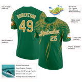 Custom Kelly Green Old Gold-White Distressed Scratch Brush Stroke Performance T-Shirt