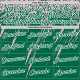 Custom Kelly Green Light Pink-White Distressed Scratch Brush Stroke Performance T-Shirt