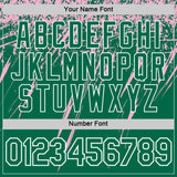 Custom Kelly Green Light Pink-White Distressed Scratch Brush Stroke Performance T-Shirt