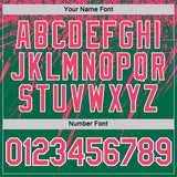 Custom Kelly Green Neon Pink-White Distressed Scratch Brush Stroke Performance T-Shirt