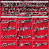 Custom Red Black-White Distressed Scratch Brush Stroke Performance T-Shirt