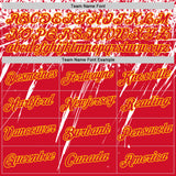 Custom Red White-Yellow Distressed Scratch Brush Stroke Performance T-Shirt