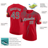 Custom Red Steel Gray-White Distressed Scratch Brush Stroke Performance T-Shirt