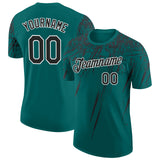 Custom Teal Black-White Distressed Scratch Brush Stroke Performance T-Shirt