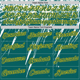 Custom Teal White-Yellow Distressed Scratch Brush Stroke Performance T-Shirt