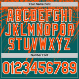 Custom Teal Orange-White Distressed Scratch Brush Stroke Performance T-Shirt