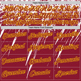 Custom Crimson White-Yellow Distressed Scratch Brush Stroke Performance T-Shirt