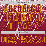 Custom Crimson White-Yellow Distressed Scratch Brush Stroke Performance T-Shirt