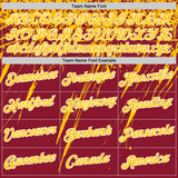Custom Crimson Yellow-White Distressed Scratch Brush Stroke Performance T-Shirt