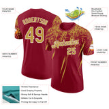Custom Crimson Old Gold-White Distressed Scratch Brush Stroke Performance T-Shirt