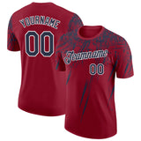 Custom Crimson Navy-White Distressed Scratch Brush Stroke Performance T-Shirt