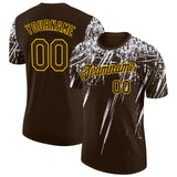 Custom Brown White-Yellow Distressed Scratch Brush Stroke Performance T-Shirt