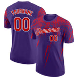 Custom Purple Red-White Distressed Scratch Brush Stroke Performance T-Shirt