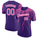Custom Purple Pink-White Distressed Scratch Brush Stroke Performance T-Shirt