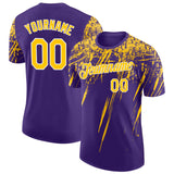 Custom Purple Yellow-White Distressed Scratch Brush Stroke Performance T-Shirt
