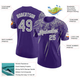 Custom Purple Gray-White Distressed Scratch Brush Stroke Performance T-Shirt