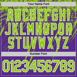 Custom Purple Neon Green-White Distressed Scratch Brush Stroke Performance T-Shirt