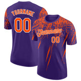 Custom Purple Orange-White Distressed Scratch Brush Stroke Performance T-Shirt