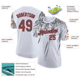 Custom White Steel Gray-Red Distressed Scratch Brush Stroke Performance T-Shirt