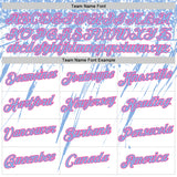 Custom White Light Blue-Pink Distressed Scratch Brush Stroke Performance T-Shirt