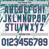 Custom White Teal-Pink Distressed Scratch Brush Stroke Performance T-Shirt