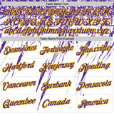 Custom White Purple-Yellow Distressed Scratch Brush Stroke Performance T-Shirt