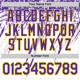 Custom White Purple-Yellow Distressed Scratch Brush Stroke Performance T-Shirt