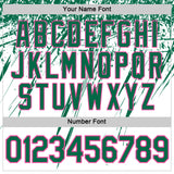 Custom White Kelly Green-Pink Distressed Scratch Brush Stroke Performance T-Shirt