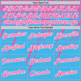 Custom Sky Blue Pink-White Distressed Scratch Brush Stroke Performance T-Shirt