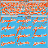 Custom Sky Blue Orange-White Distressed Scratch Brush Stroke Performance T-Shirt