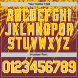 Custom Burgundy Yellow-White Distressed Scratch Brush Stroke Performance T-Shirt