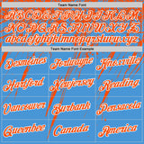 Custom Powder Blue Orange-White Distressed Scratch Brush Stroke Performance T-Shirt