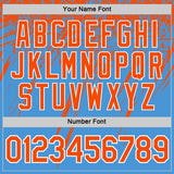 Custom Powder Blue Orange-White Distressed Scratch Brush Stroke Performance T-Shirt