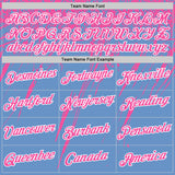 Custom Light Blue Pink-White Distressed Scratch Brush Stroke Performance T-Shirt