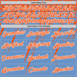 Custom Light Blue Orange-White Distressed Scratch Brush Stroke Performance T-Shirt