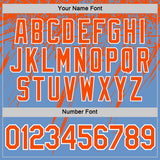 Custom Light Blue Orange-White Distressed Scratch Brush Stroke Performance T-Shirt