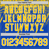 Custom Thunder Blue Yellow-White Distressed Scratch Brush Stroke Performance T-Shirt